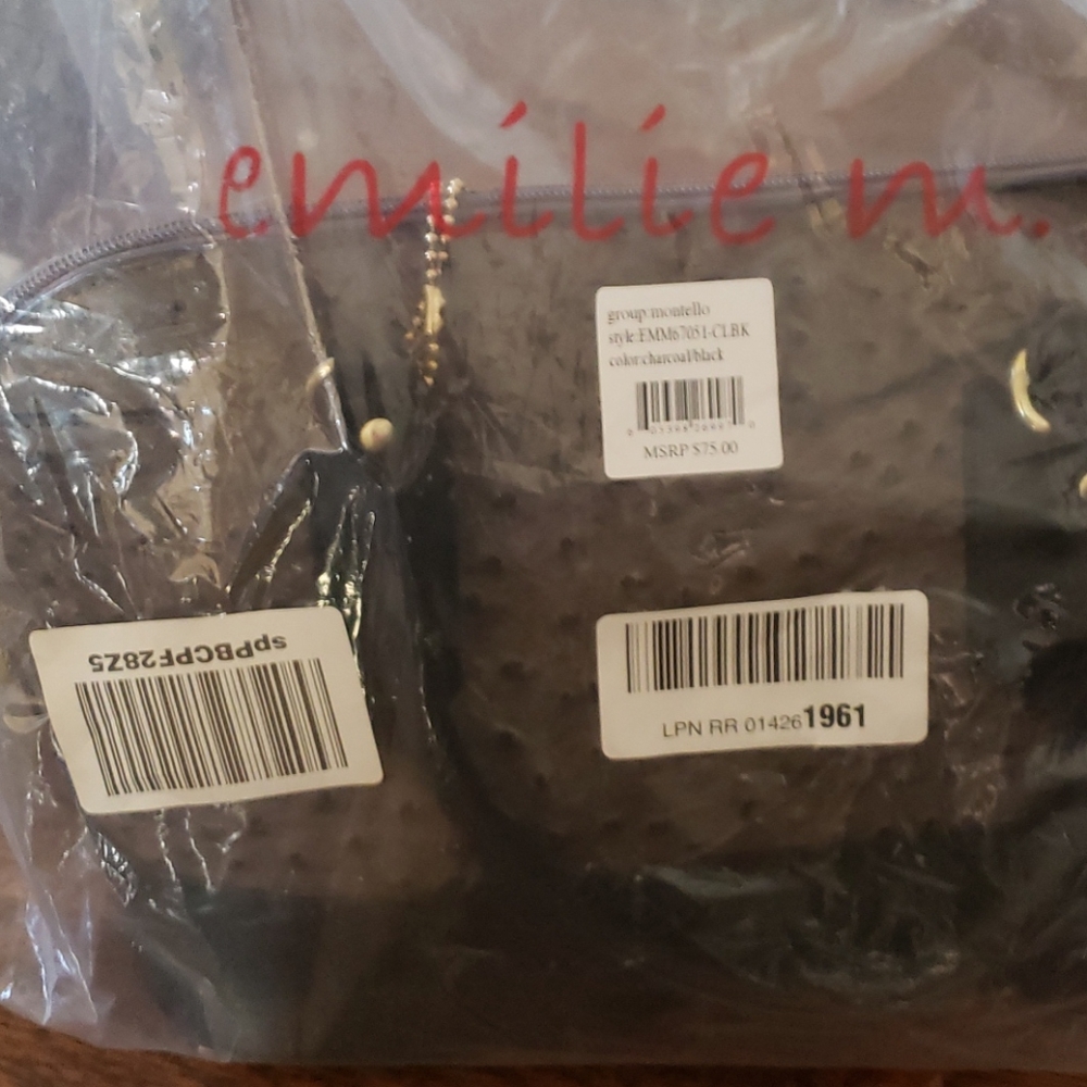 Emilie M Ostrich print purse